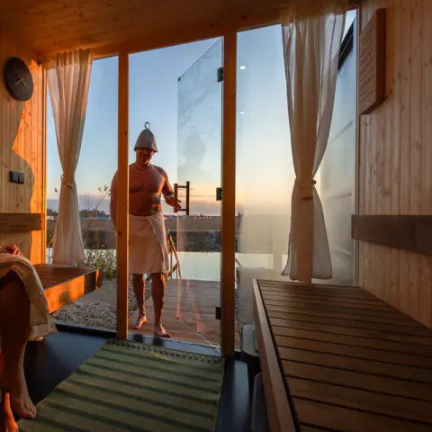 Relaxing beside Pixxla Trnava sauna.
